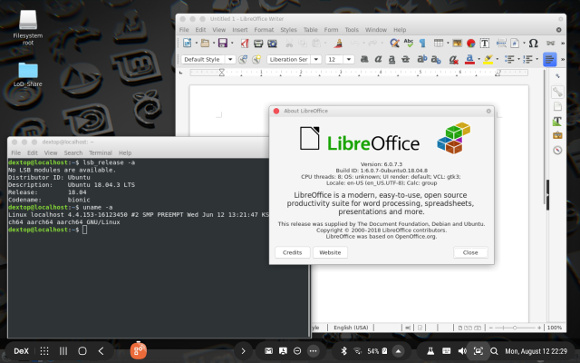 Ubuntu 18.04 running in Linux On DeX